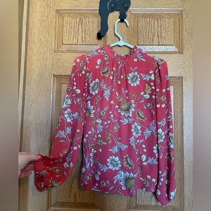 LOFT pink floral blouse